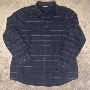 Travis Mathew Men’s Sz XXL Black Striped Button LS Shirt Cotton Poly Blend